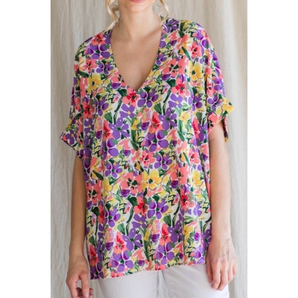 Jodifl Cheerful Pink/ Purple floral top